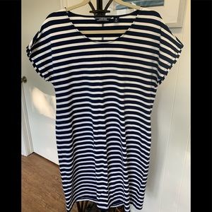 Striped navy and white dress